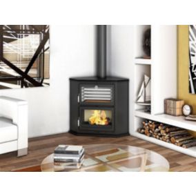 Poêle à bois en acier d'angle avec four 14.5 Kw HL-200-R Foyer en fonte