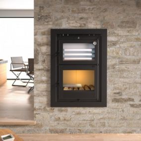 Poêle à bois en acier encastrable avec four 11.5 Kw HLI-100-F foyer en fonte