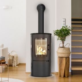 Poêle à bois en acier-faïence AB NOIR 8 KW