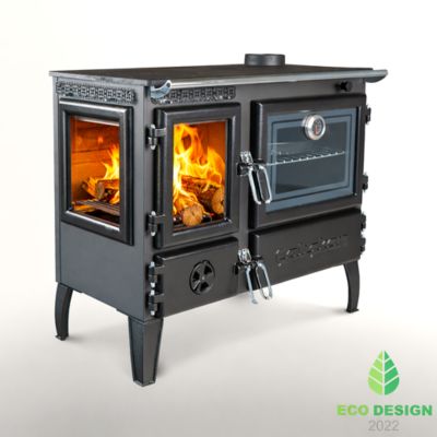 Poêle à bois en fonte CALISKAN 214 3D cuisinière 6.4 kW avec four chauffe 75m² Livraison rapide à domicile