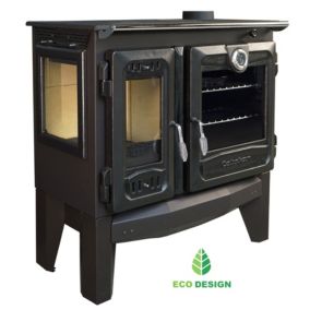 Poêle à bois en fonte CALISKAN 216 3D cuisinière 8.4kW avec four chauffe 100m²