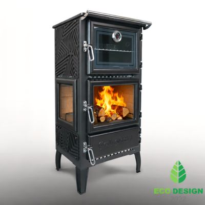 Poêle à bois en fonte CALISKAN 306 3D cuisinière 12.8 kW avec four chauffe 155m² Livraison rapide à domicile