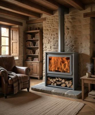 Poêle à bois Juan Panadero ZEUX 800 12 kW / Bûches de 70 cm / Triple combustion / Vitre panoramique
