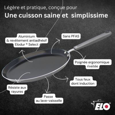Poêle à crêpes 26 cm antiadhésive sans PFAS Elo Ducato