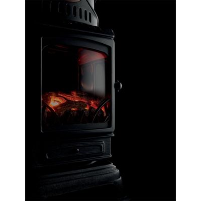 Poêle à gaz 3,4KW NOIR Fonte Véritable Effet feu de bois + Tuyau gaz + Détendeur butane Provence Sahara