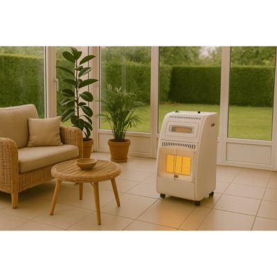 Poêle à gaz 5700W Chauffage d'appoint Hybride Gaz et Electrique 20-100 m² - Piezo KOMBI LINE