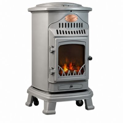 Poêle à gaz Fonte véritable 3.4KW Gris Effet feu de bois Chauffage d'appoint Provence Sahara