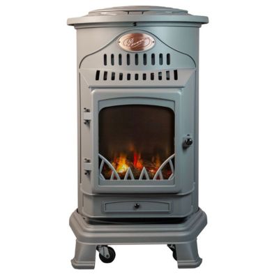 Poêle à gaz Fonte véritable 3.4KW Gris Effet feu de bois Chauffage d'appoint Provence UNIVERSAL