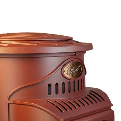Poêle à gaz Fonte véritable 3.4KW Rouge Chauffage d'appoint au gaz Effet feu de bois Provence Sahara
