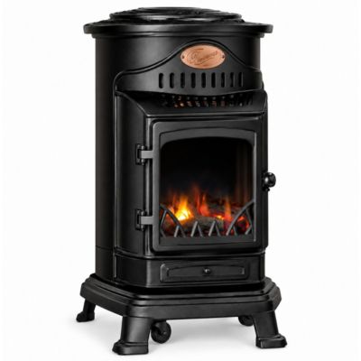 Poêle à gaz Provence Noir Mat 3,4 kW - Chauffage d'appoint en fonte, Effet feu de bois Sahara