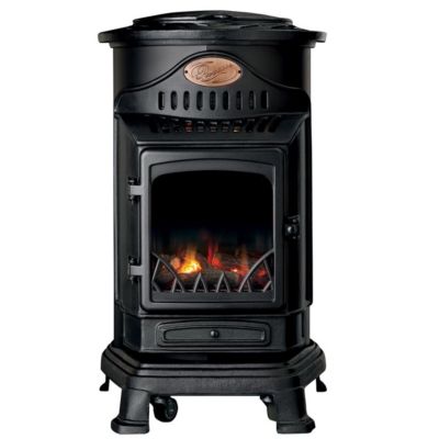 Poêle à gaz Provence Noir Mat 3,4 kW - Chauffage d'appoint en fonte, Effet feu de bois Sahara