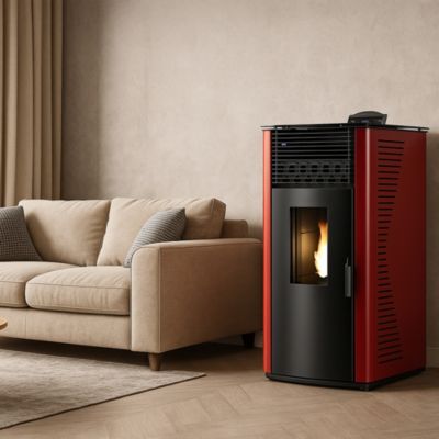 Poêle à granulés étanche Anita 12 kW Bordeaux Sannover + Kit d'installation