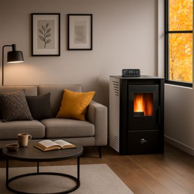 Poêle à granulés étanche Anita 9,4 kW Blanc Sannover + Kit d'installation