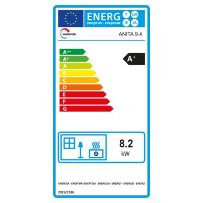 Poêle à granulés étanche Anita 9,4 kW Blanc Sannover + Kit d'installation