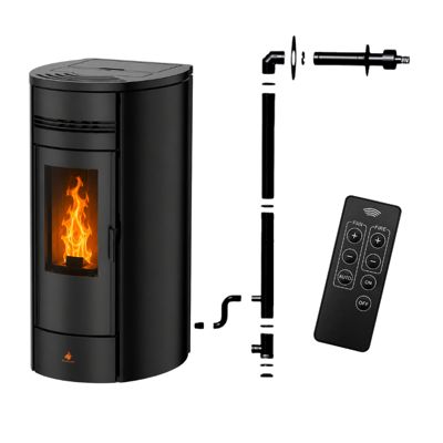 Poêle à granulés Étanche Hydro - LOLA 22 kW + kit conduit ventouse - Noir