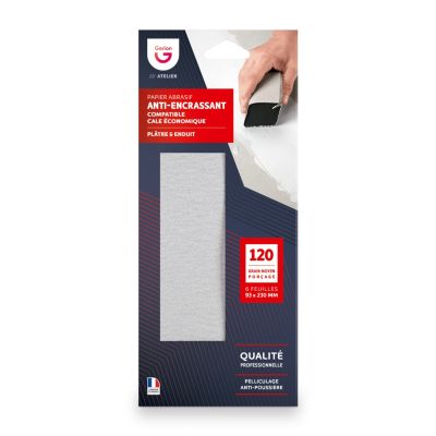 Pochette 6 feuilles papier anti-encrassant 120 grain moyen Gerlon L.23 x l.9,3 cm