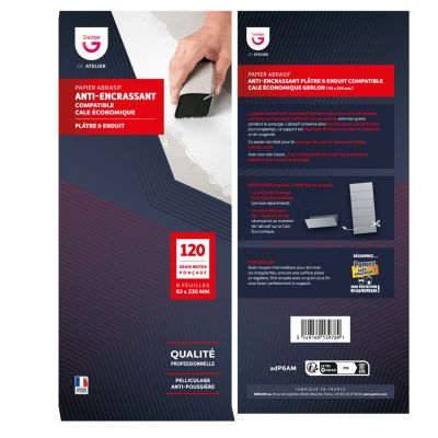 Pochette 6 feuilles papier anti-encrassant 120 grain moyen Gerlon L.23 x l.9,3 cm