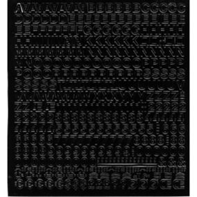 Pochette de 455 lettres et chiffres - en PVC - couleur noir - autocollant - hauteur 0,8 cm - Apli Agipa 122001
