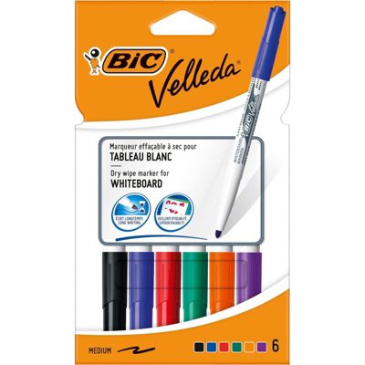 Pochette De 6 Marqueurs Effaçables - Velleda 1741 - Assortiment - Bic
