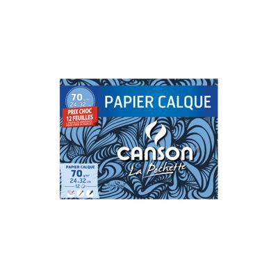 Pochette papier calque Canson 24x32cm 70g 12 feuilles