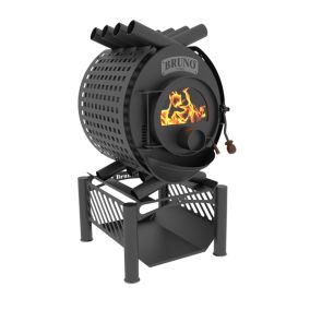 Poêle à bois Bruno Pyro II noir en acier 16 kW