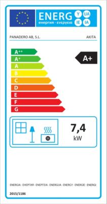 Poêle à bois en acier et fonte Panadero Akita 7.4kW 190m²