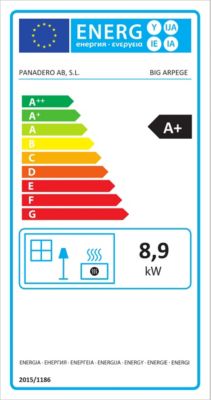 Poêle à bois en acier et fonte Panadero Big arpège 8.9kW 380m²