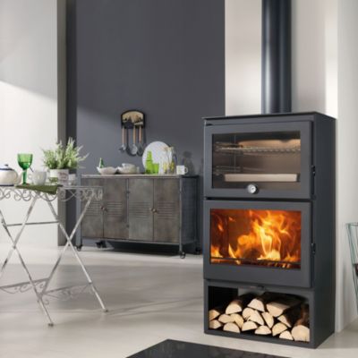 Poêle à bois en acier et fonte Panadero Gourmet 7.1kW 220m²