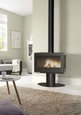 Poêle à bois en acier Panadero Mistral trivision 7kW 89m²