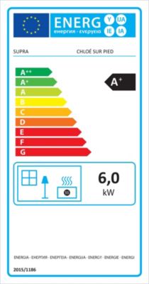 Poêle à bois en acier Supra Chloé sur pied 7.1kW 120m²