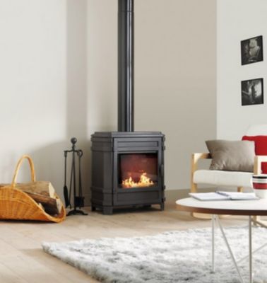 Poêle à bois en fonte Invicta Vosges noir en fonte 8kW 90m²