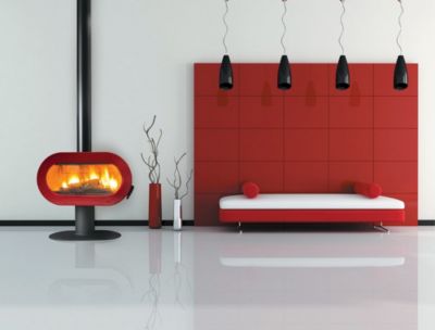Poêle à bois Invicta Fifty sur pied Rouge 10 kW