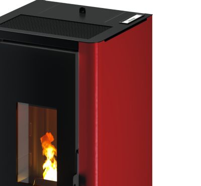 Poêle à granulé étanche Indigo 7 Freepoint - noir et bordeaux - 7.9kW