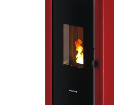 Poêle à granulé étanche Indigo 7 Freepoint - noir et bordeaux - 7.9kW