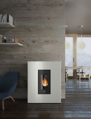 Poêle à granulé étanche Tabla 7 Pegaso - blanc et noir - 7.8kW