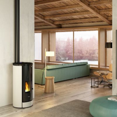 Poêle à granulés Freepoint Breeze 9 rond blanc 10,3kW - Surface de chauffe 95 m²