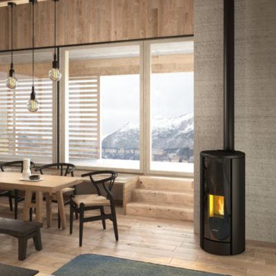 Poêle à granulés Freepoint Breeze 9 rond noir 10,3kW - Surface de chauffe 95 m²