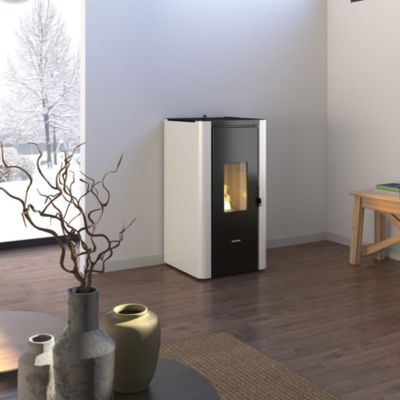 Poêle à granulés Freepoint Indigo Evo7 blanc 7,7kW - Surface de chauffe 70 m²