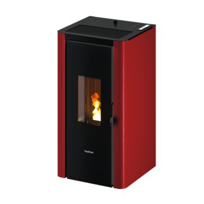 Poêle à granulés Freepoint Indigo Evo7 bordeaux 7,7kW - Surface de chauffe 70 m²