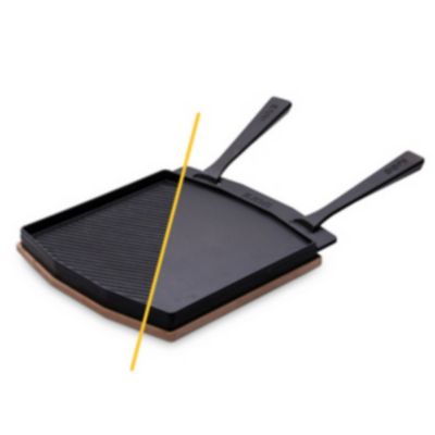 Poêle Grill Double Face En Fonte 30 Cm - Réversible Pour Barbecue, Pizza Et Cuisson Saine
