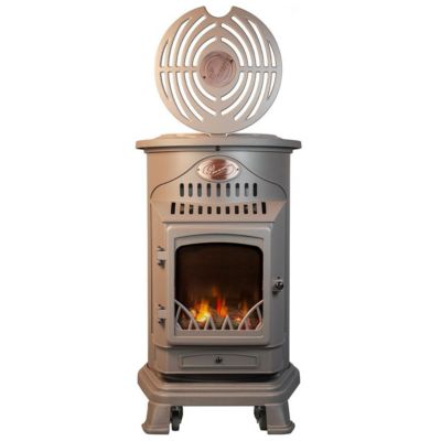 Poele à gaz 3,4 KW MARRON Effet poêle à bois Fonte véritable + Tuyau gaz + détendeur butane Provence Sahara