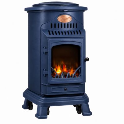 Poele à gaz 3,4 KW Provence Bleu Saphir Effet poêle à bois Fonte