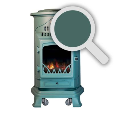 Poele à gaz 3,4 KW Vert Fonte véritable Effet poêle à bois + Tuyau gaz + détendeur butane Provence Sahara