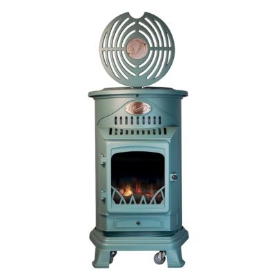 Poele à gaz 3,4 KW Vert Fonte véritable Effet poêle à bois + Tuyau gaz + détendeur butane Provence Sahara
