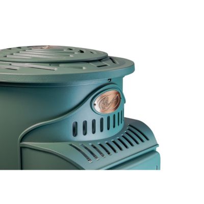 Poele à gaz 3,4 KW Vert Fonte véritable Effet poêle à bois + Tuyau gaz + détendeur butane Provence Sahara