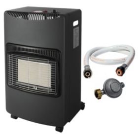 Poele à gaz pliable 4,2KW Noir Allumage Piezo Tuyau gaz + détendeur butane INTEC