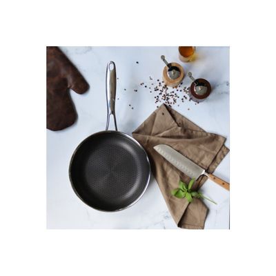 Poele sauteuse Ogo POELE BLACK CUBE 24 CM EN ACIER INOXYDABLE FOND NID D ABEILLE TOUS FEUX DONT INDUCTION