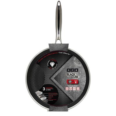 Poele sauteuse Ogo POELE BLACK CUBE 24 CM EN ACIER INOXYDABLE FOND NID D ABEILLE TOUS FEUX DONT INDUCTION