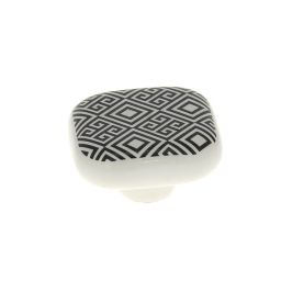 Poignée bouton céramique carreau ciment géométrique noir