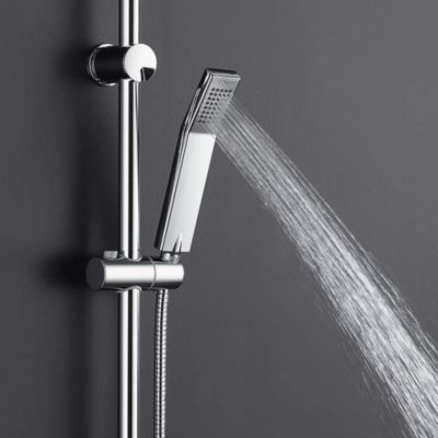 Poignée de douche manuelle 1 position carrée finition chrome poli en ABS Kibath